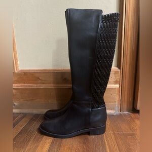 Blonde leather rider style boots